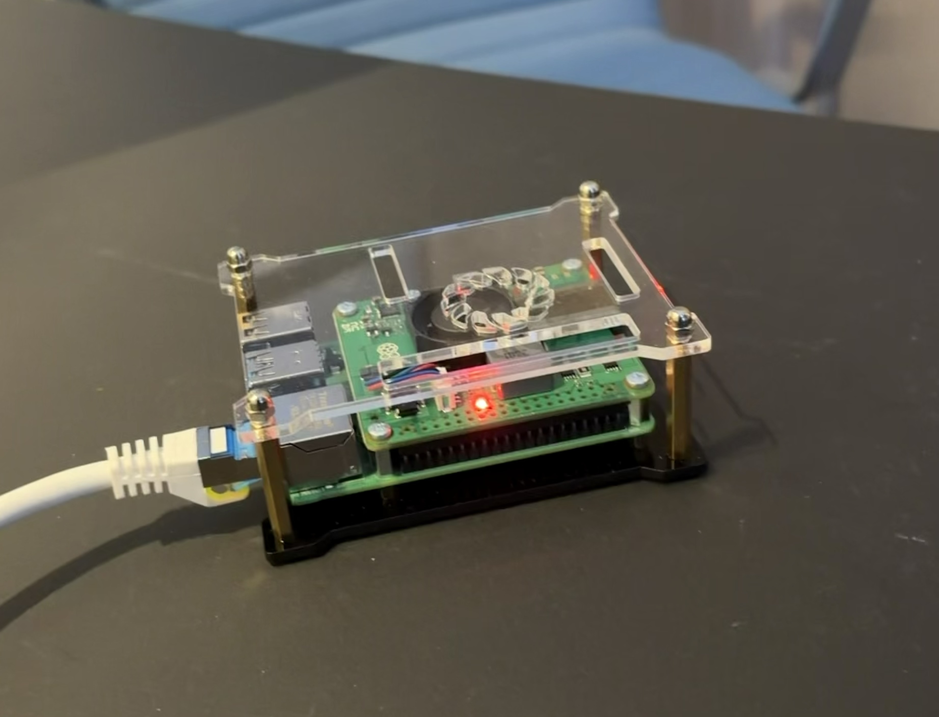 My Raspberry Pi 4 powered via an ethernet cable